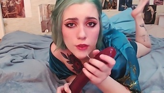Tattooed girl with a big ass uses a huge dildo for intense solo play