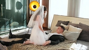 A slender bride-to-be passionately pleasures her lover's manhood with precision