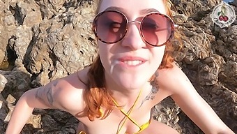 Fit redhead gives amazing blowjob and has public sex with boyfriend