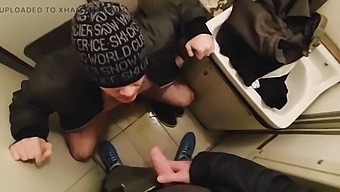 Wild gay couple explores public sex and piss play in train ride