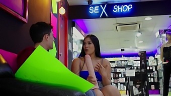 Public anal sex with stunning brunette and well-endowed man