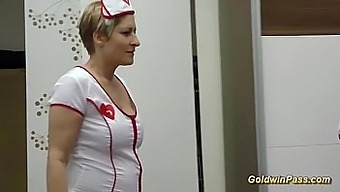 Naughty nurses in leather outfits have a wild group sex party