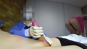 Naughty nurse gives a handjob and gets pounded by a huge dick in public