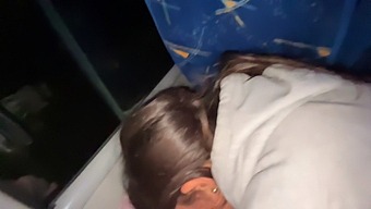 I give a blowjob to an unknown man on a public bus and receive his cum in my mouth